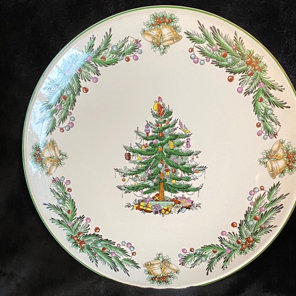Spode England Christmas Tree & Green Garland Cake Plate 11.5” diameter - Picture 1 of 6
